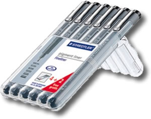 Staedtler Pigment Liner Pens - Pack of 5 + 1 free