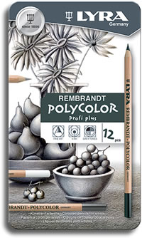Lyra Rembrandt Polycolor Pencils Tin of 12 Profi Plus (Greys & Blacks)