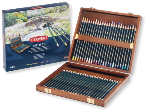 Derwent Artists Colour Pencils Wooden Presentation Box of 48 Pencils