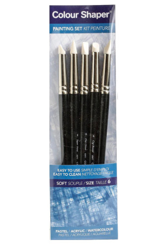 Colour Shaper Soft Painting Set (white tip)  Set of 5 - Size 6 