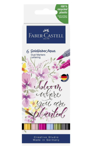 Faber Castell Goldfaber Aqua Dual Marker Pens - Wallet of 6 Lettering